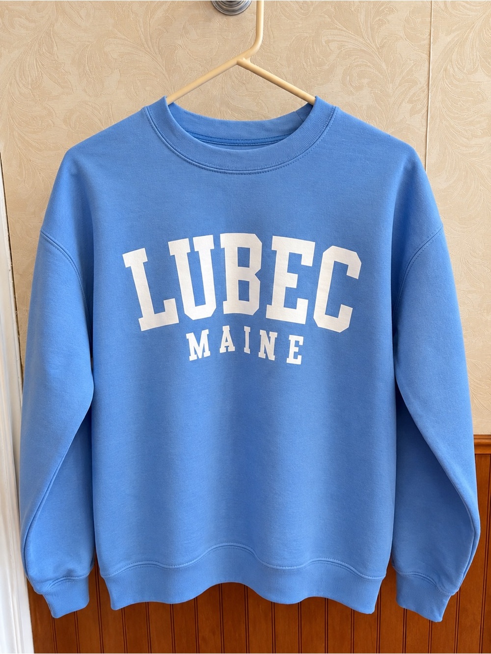 Gildan Sky Blue LUBEC MAINE Crewneck Sweatshirt